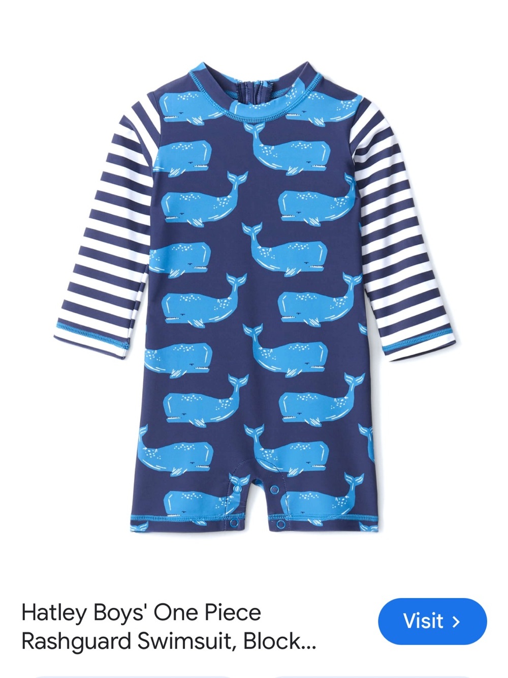 Hatley Navy & Light Blue Whale One-Piece Rashguard for baby boy